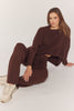 Waffle Textured Sweater & Pant Set - Cacao