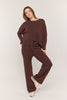 Waffle Textured Sweater & Pant Set - Cacao