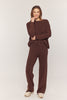 Waffle Textured Sweater & Pant Set - Cacao