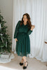 Long Sleeve Pleated Dress - Green