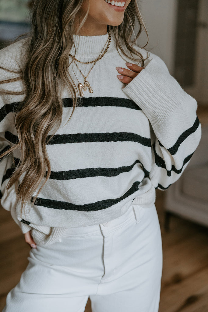 Striped Sweater - Cream/Black