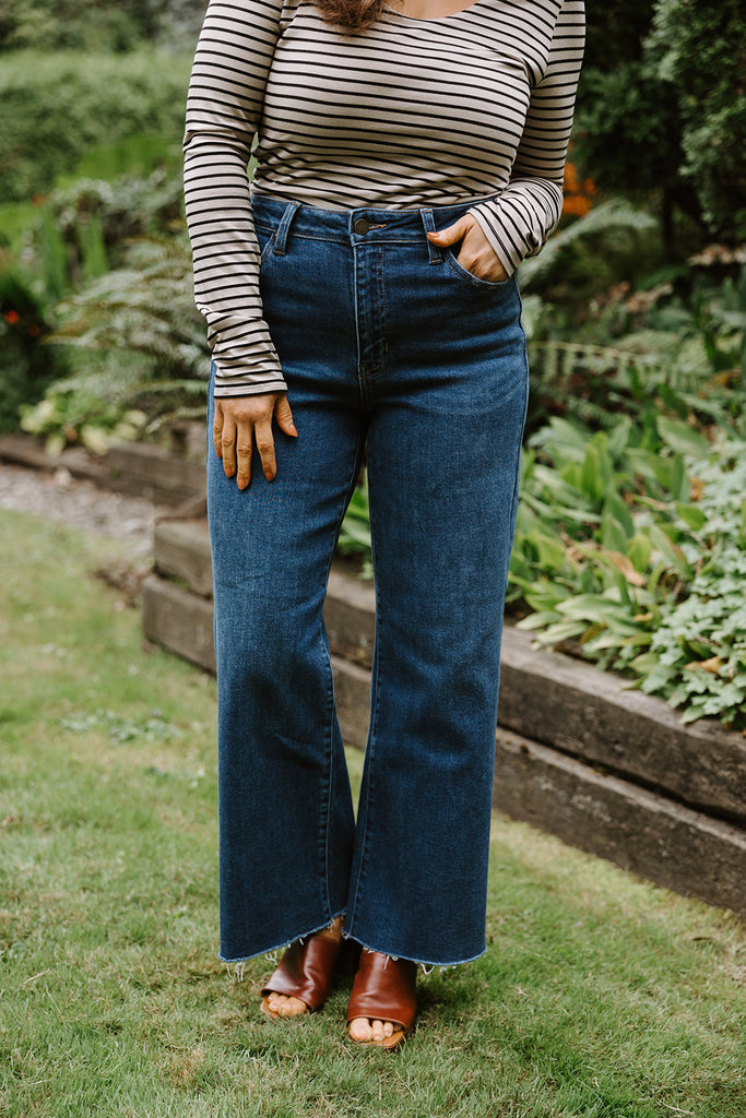 Slim Wide Leg - Dark Denim