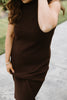 Sleeveless Knit Sweater Dress - Brown