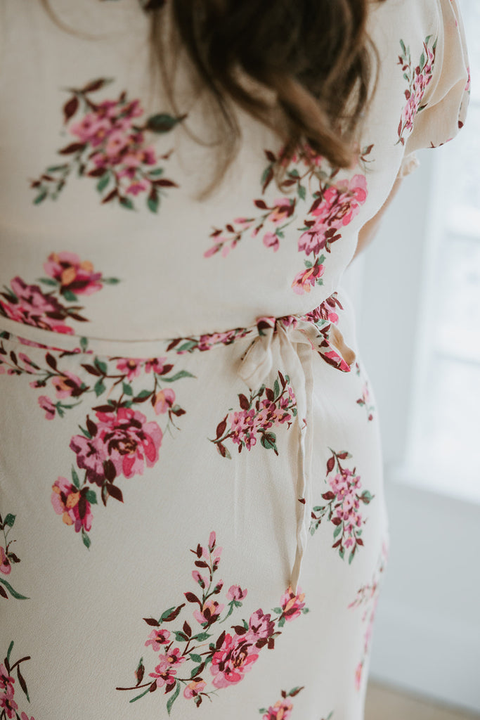 Short Sleeve Floral Dress - Vanilla Rose