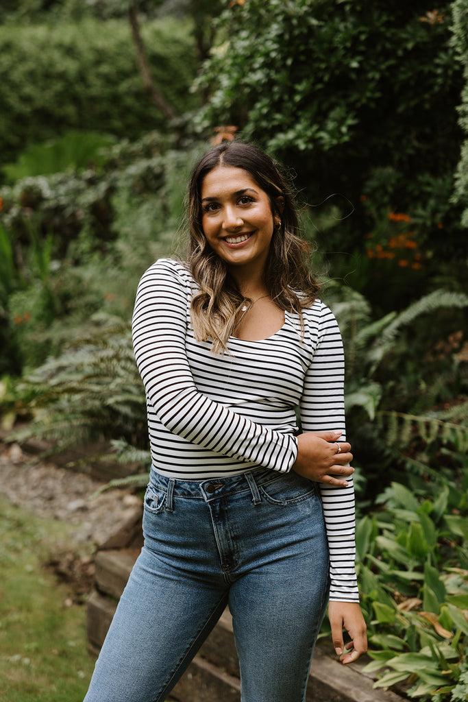 Striped Casual Long Sleeve - Ivory