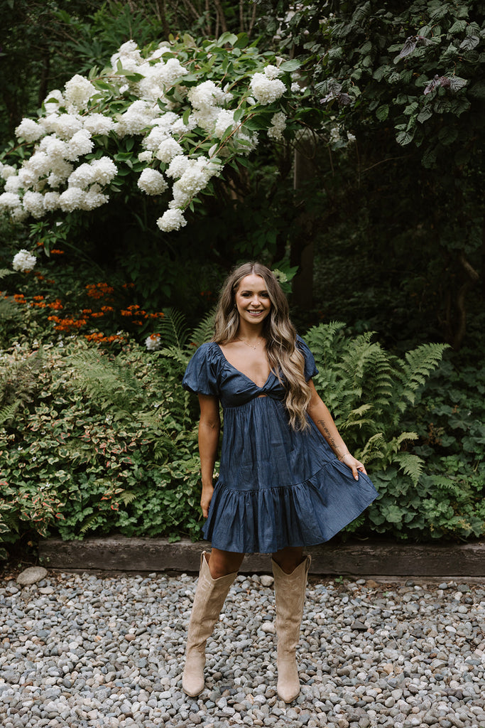 Twist Bust Dress - Indigo