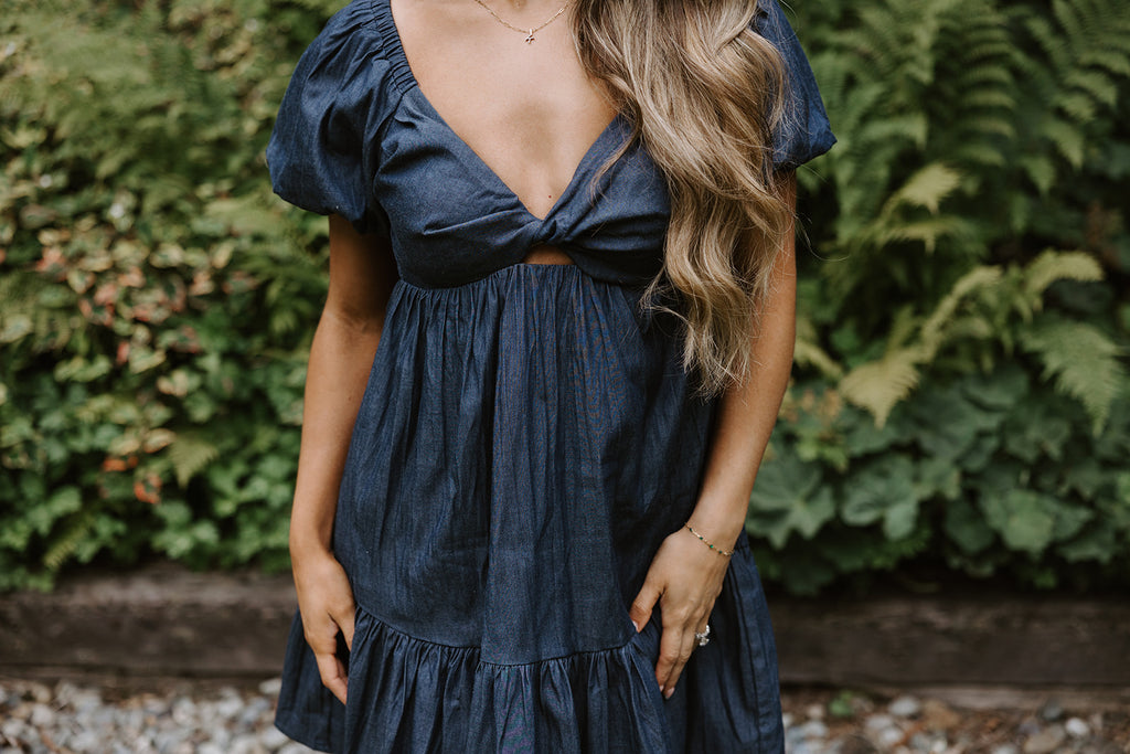 Twist Bust Dress - Indigo