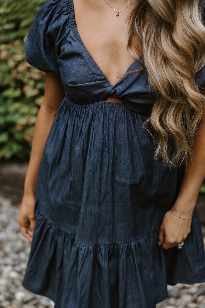 Twist Bust Dress - Indigo