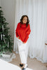 Slouch Neck Dolman Sweater - Red