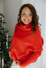 Slouch Neck Dolman Sweater - Red