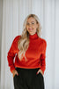 Exposed Hem Sweater - Red