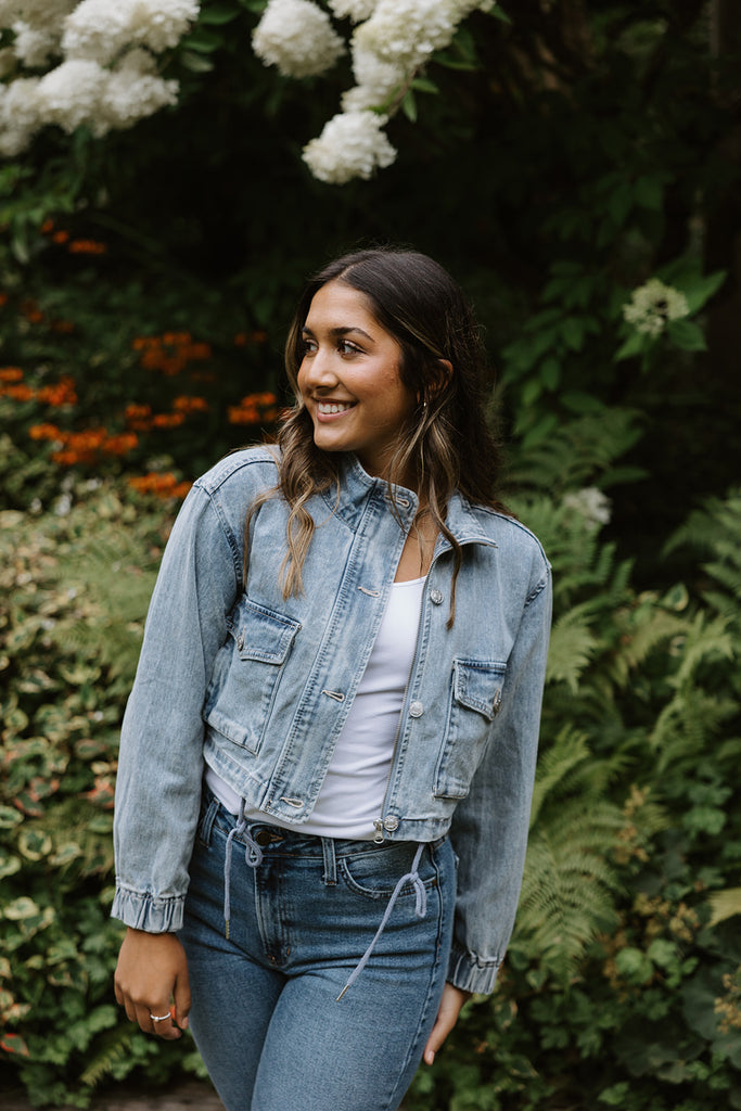 Denim Jacket with Pocket - Light Blue