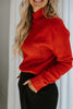 Exposed Hem Sweater - Red