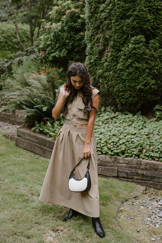 Khaki Skirt & Top Set