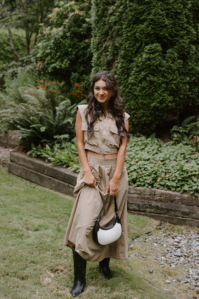 Khaki Skirt & Top Set