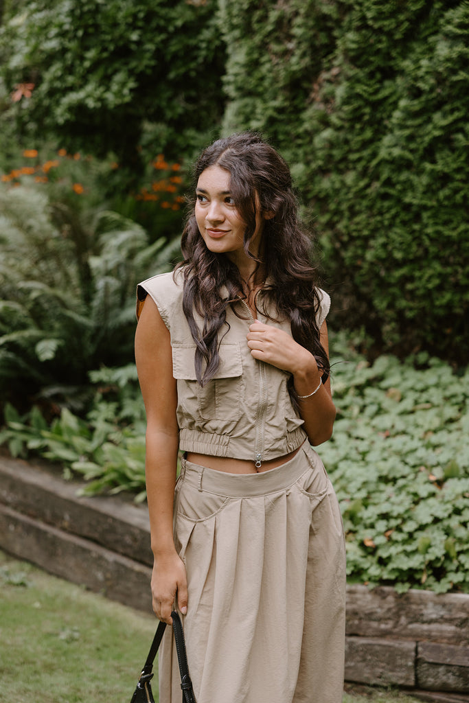 Khaki Skirt & Top Set