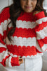 Knit Sweater - Red & Ivory