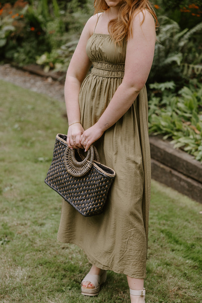 Smocked Waist Midi - Olive