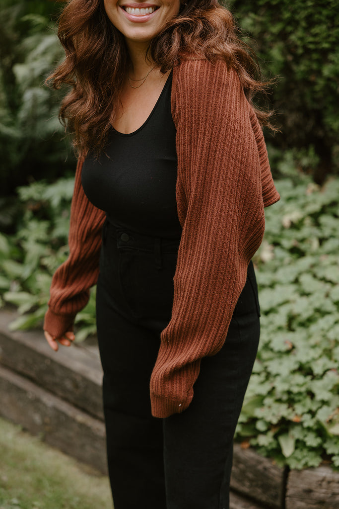 Cropped Ballet Shrug - Brown