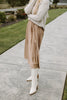 Champagne Pleated Midi Skirt