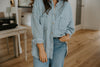 Striped Chambray Button Up - Blue