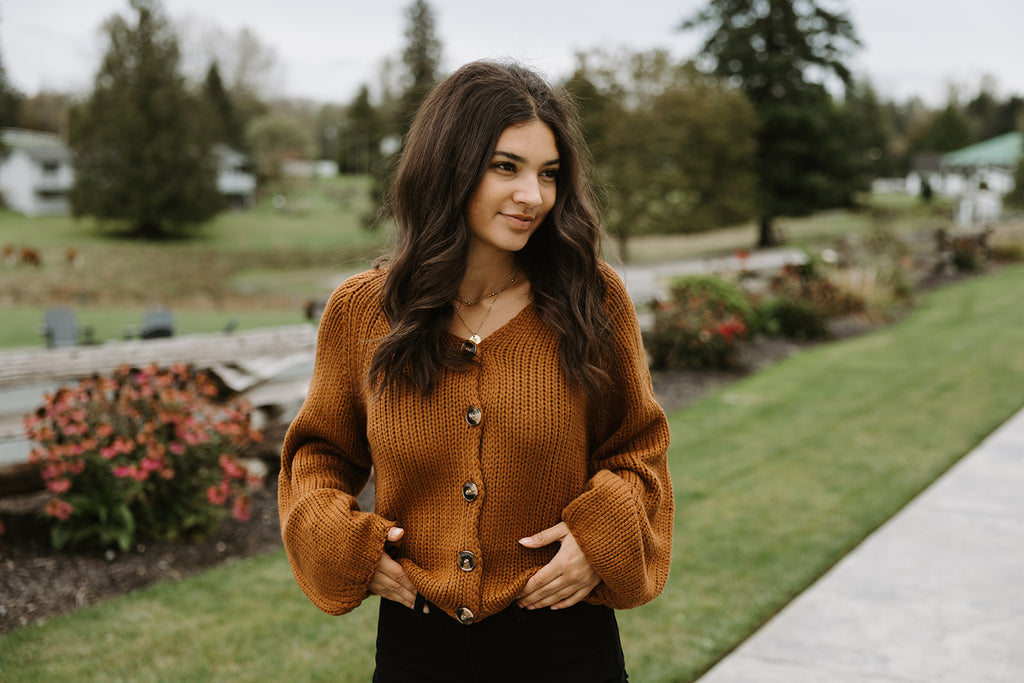 Button Up Sweater - Camel