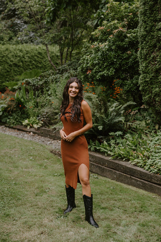 Striped Midi Dress - Cream/Mocha