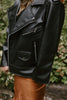 Oversized Faux Leather Jacket - Black