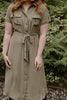 Short Sleeve Shirt Dress - Olive