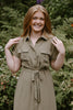 Short Sleeve Shirt Dress - Olive