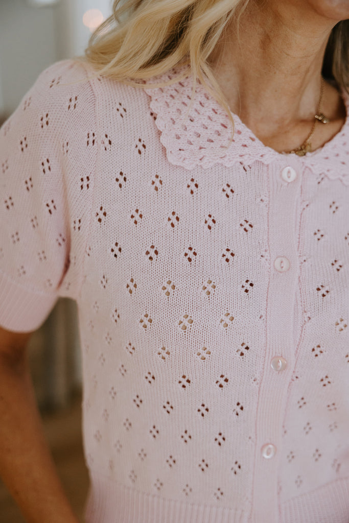 Knit Cardigan with Buttons - Pink