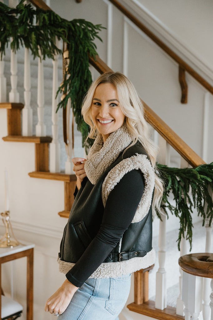 Shearling Vest - Black