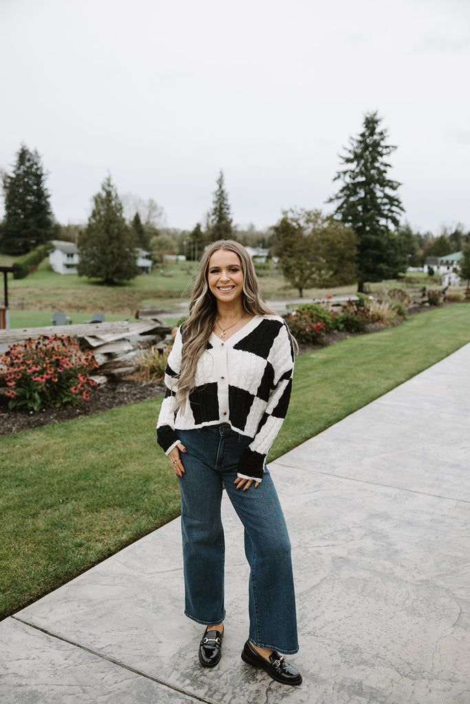 Black & White Checkered Cardigan