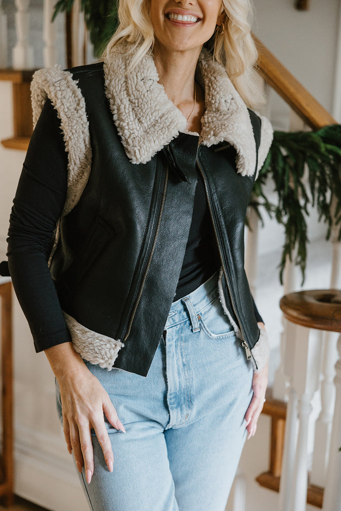 Shearling Vest - Black