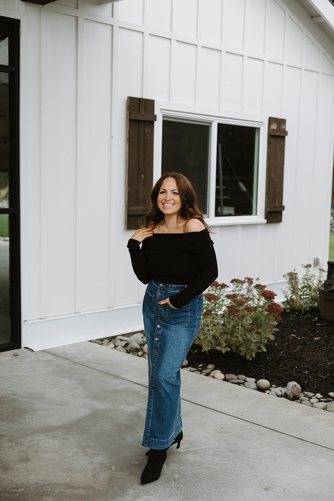 Classic Cut Off Shoulder Sweater