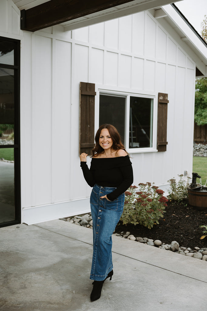 Classic Cut Off Shoulder Sweater