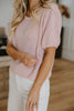 Knit Classic Short Sleeve Sweater - Pink