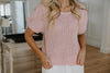 Knit Classic Short Sleeve Sweater - Pink