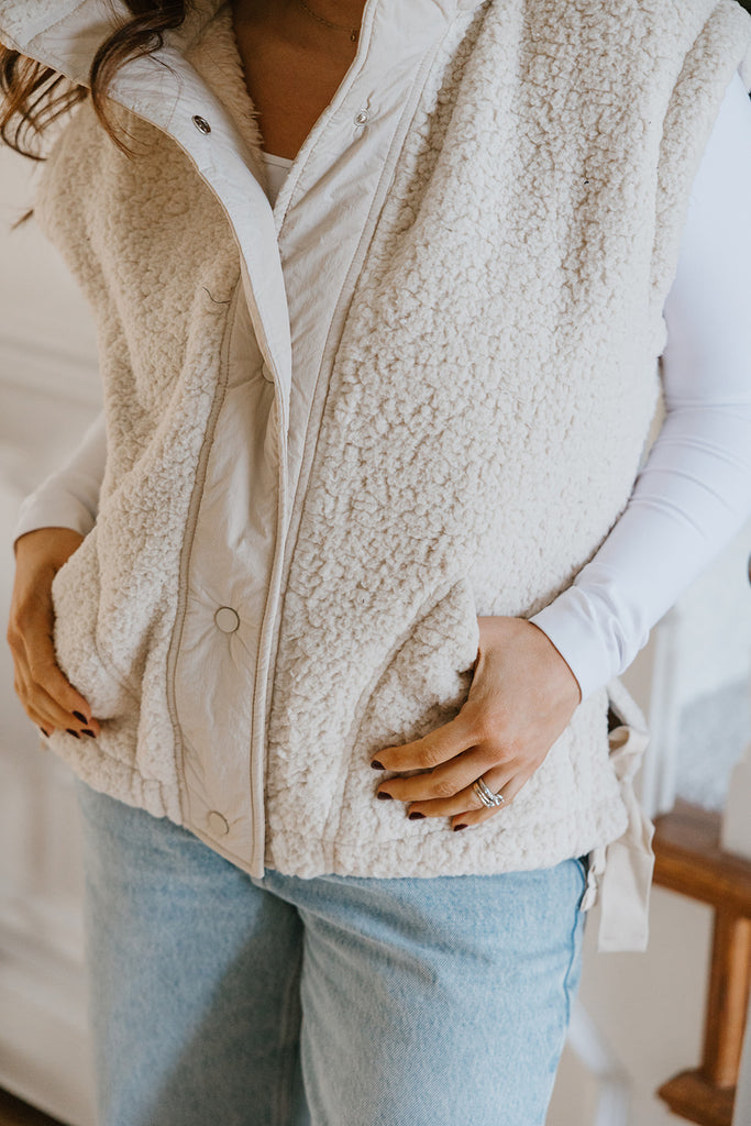 Button Down Vest - Cream