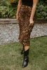 Leopard Satin Midi Skirt