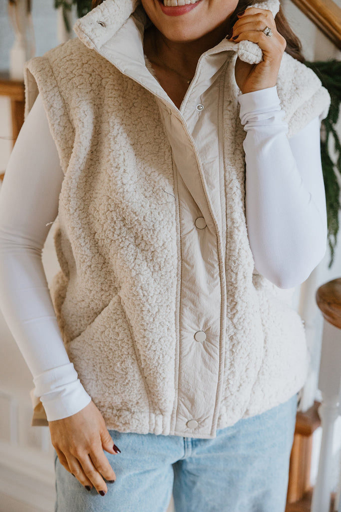 Button Down Vest - Cream