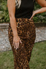 Leopard Satin Midi Skirt