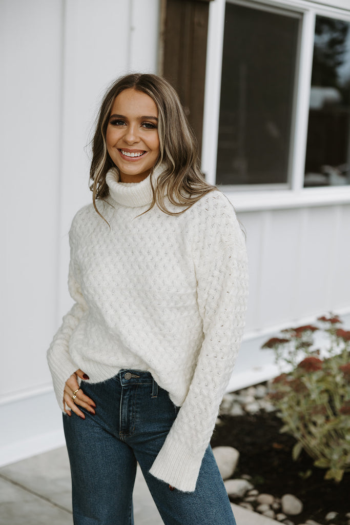 Textured Turtleneck - Cream