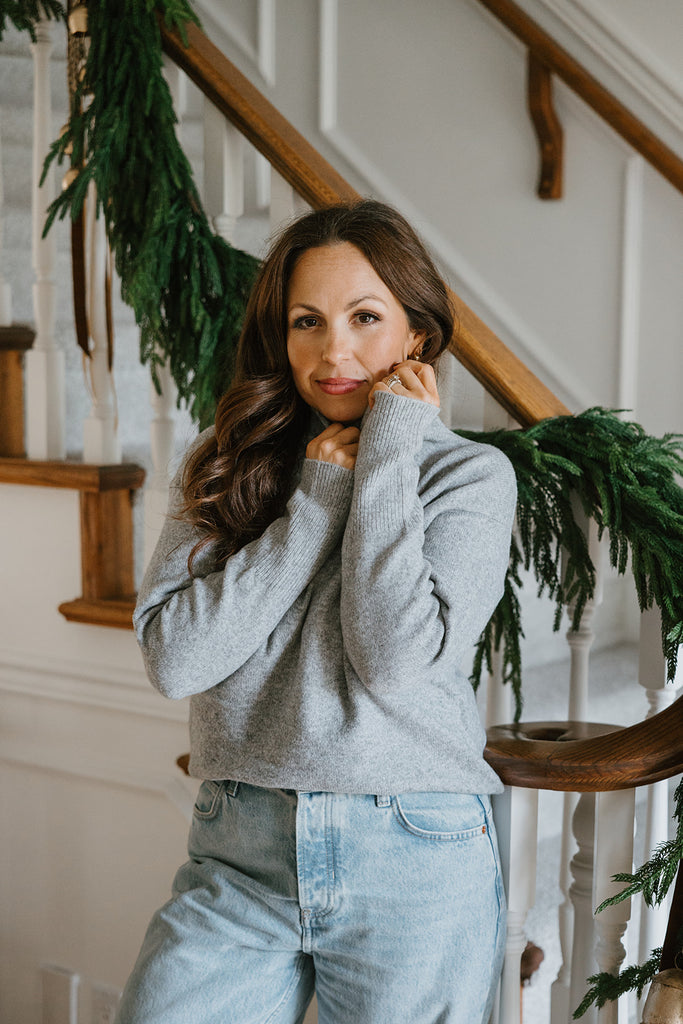 Turtleneck With Ribbed Details - Grey