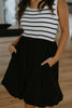 Ribbed Bodice Balloon Skirt - Dress