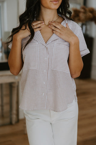 Striped Lightweight Oversized Button Up (Blk/Wht)