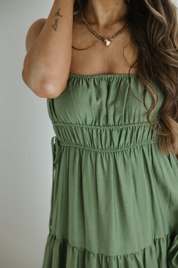 Tiered Dress With SMocked Waist - Olive