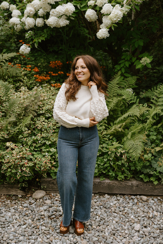 Cream Sweater with Sleeve Details