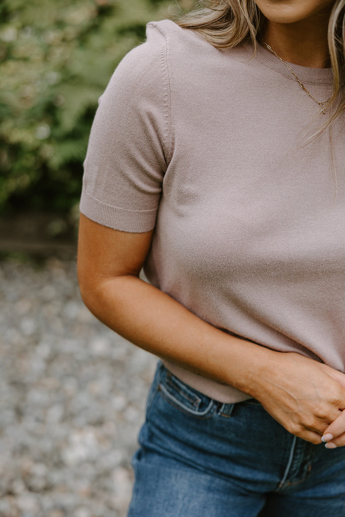 Basic Sweater with Tee Cuffing - Hazelnut