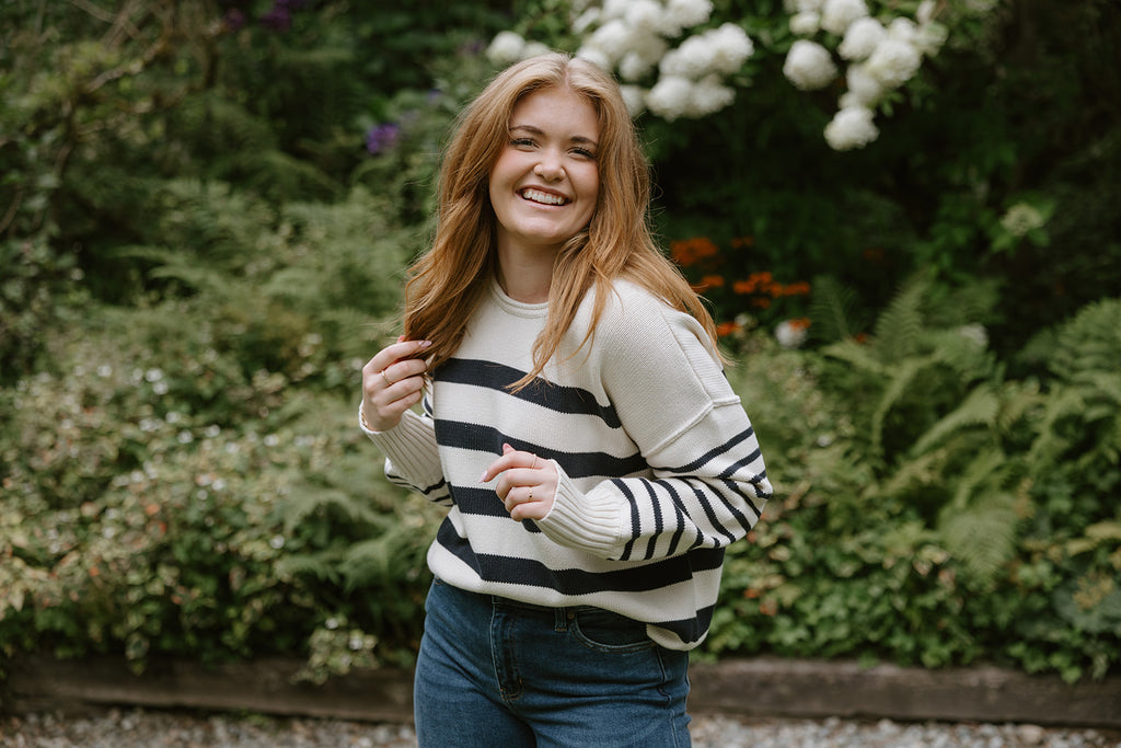 Striped Navy & Cream Sweater